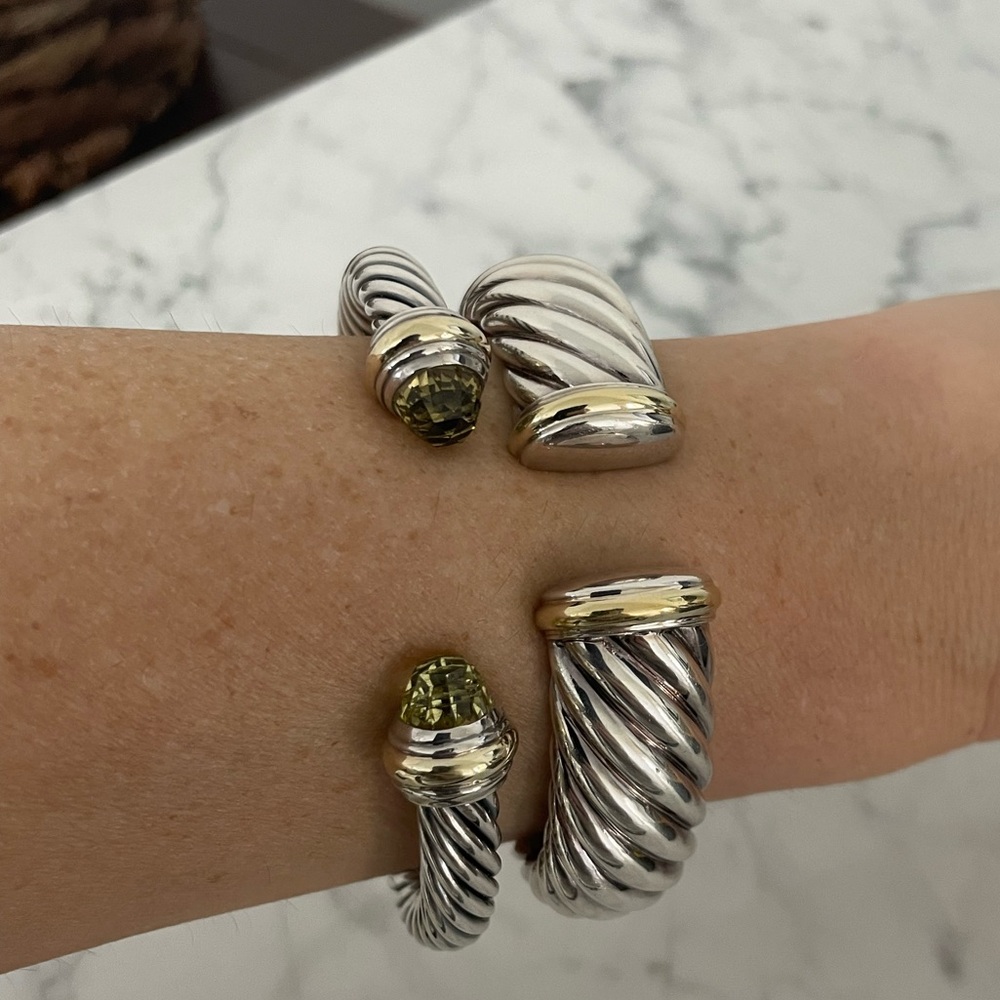 Authentic David Yurman Lemon Citrine, 14K and Sterling Silver Cuff 7 MM (Medium)